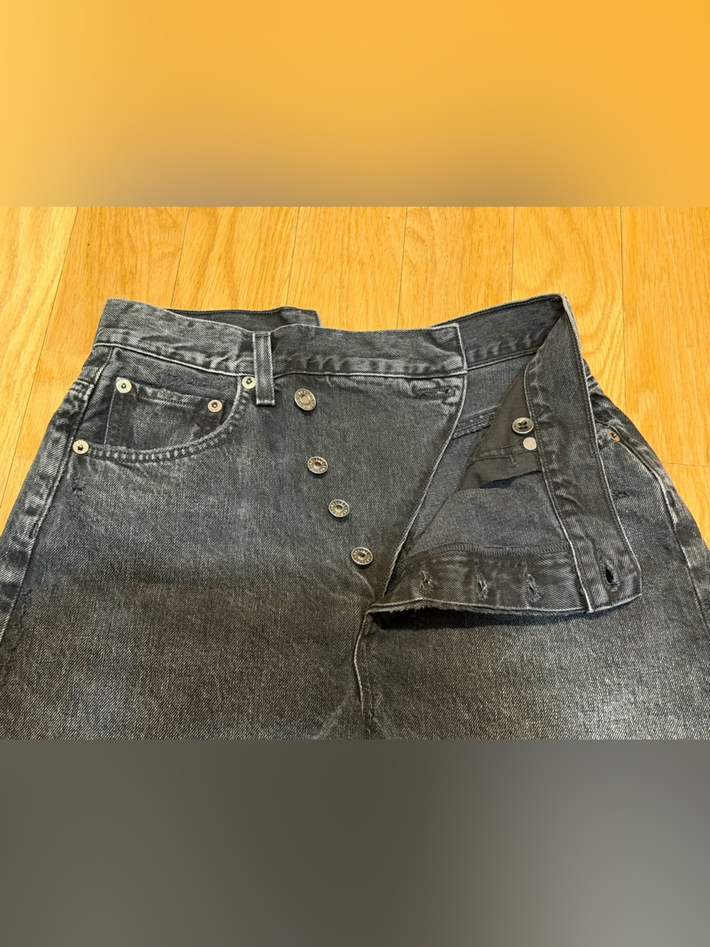 AGOLDE Shorts Black 25 Criss Cross Distressed Broken Waist - Picture 6 of 12
